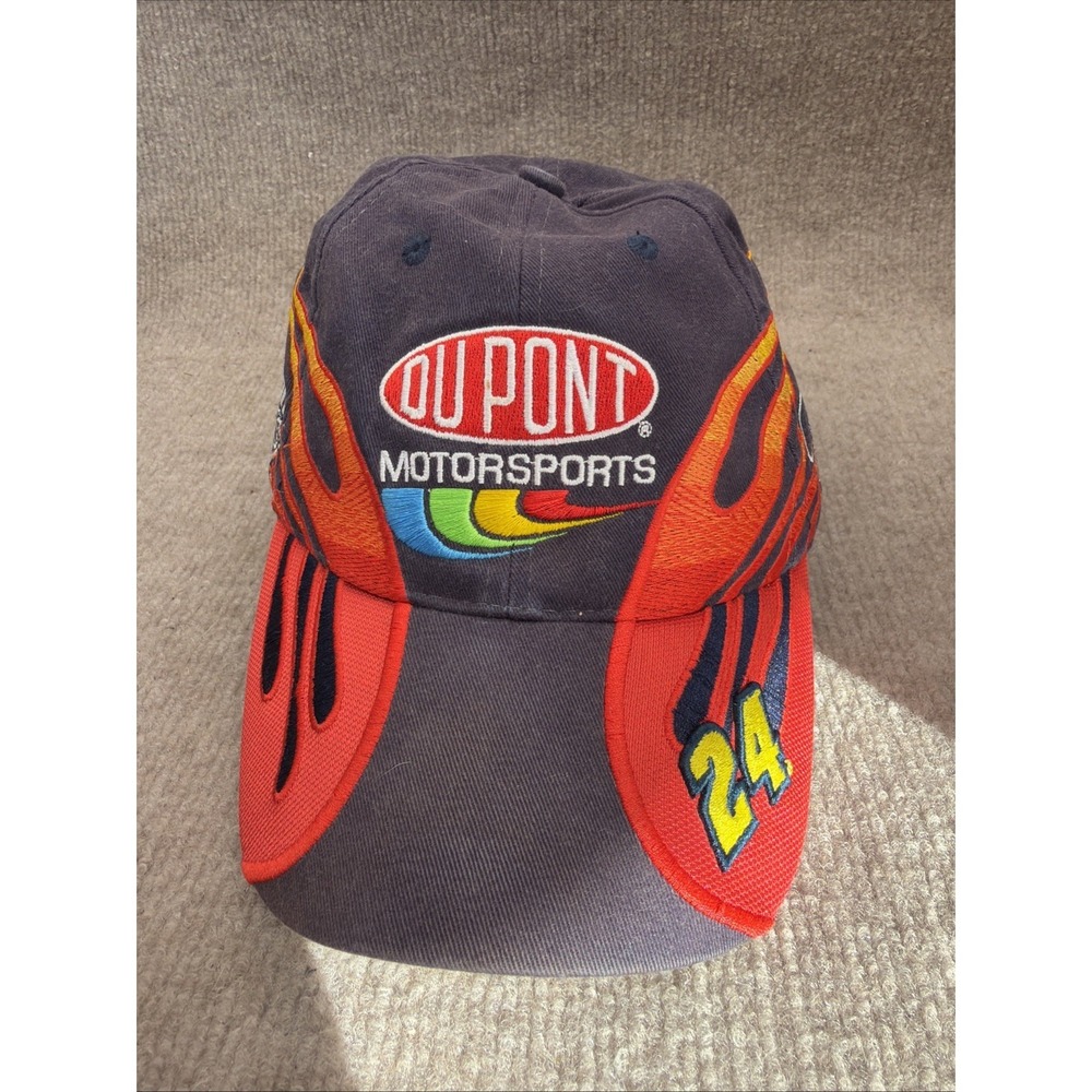 Jeff Gordon Hat Cap Strap Back Mens NASCAR Racing Flames Dupont Motorsports